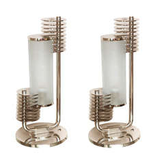 Rare Pair of Art DecoTable Lamps by Edgar Brandt