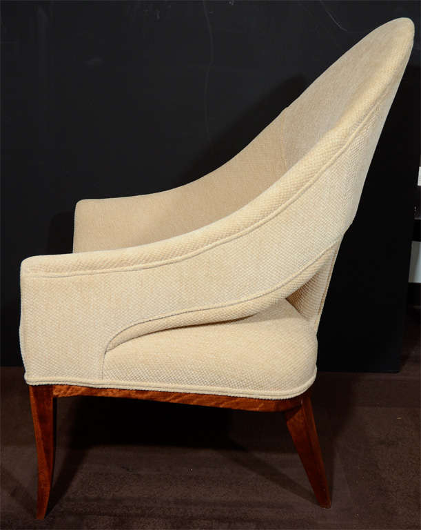 Pair of Art Deco Sycamore Wood Chairs with Spoon Back Design 4