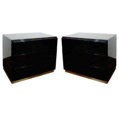 Pair of Modern Black Lacquered Chests by Milo Baughman