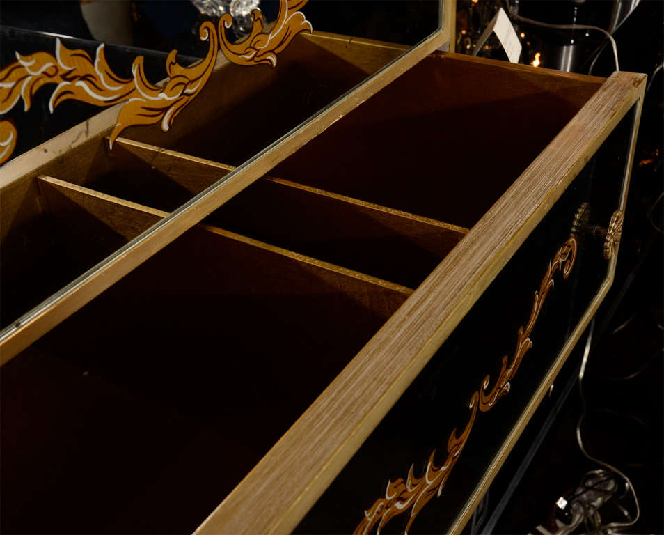 1940s Exquisite Gilt Smoked Mirror High Chest with Églomisé Detailing 2