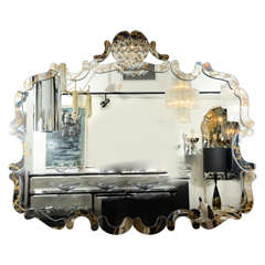 1940's Venetian Style Scrolled Mirror with Gold Vein Details