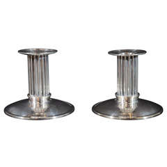 Pair of  Danish Art Deco Silver Plate Candleholders