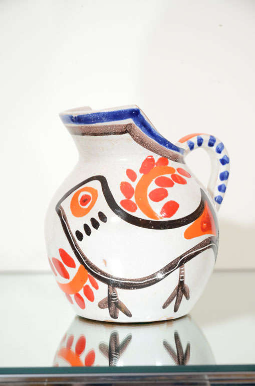 Charming and colorful pitcher by Italian folk artist Giovanni de Simone. Located at ABC Home 646-602-3519.