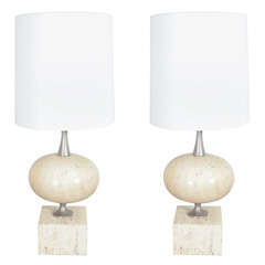 Large Barbier travertine lamps