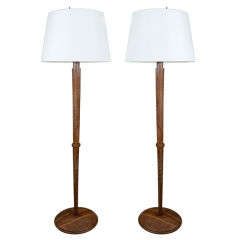 Jacques Adnet Oak floor lamps