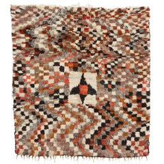 Vintage Abstract Chequerboard Azilal Moroccan Berber Rug