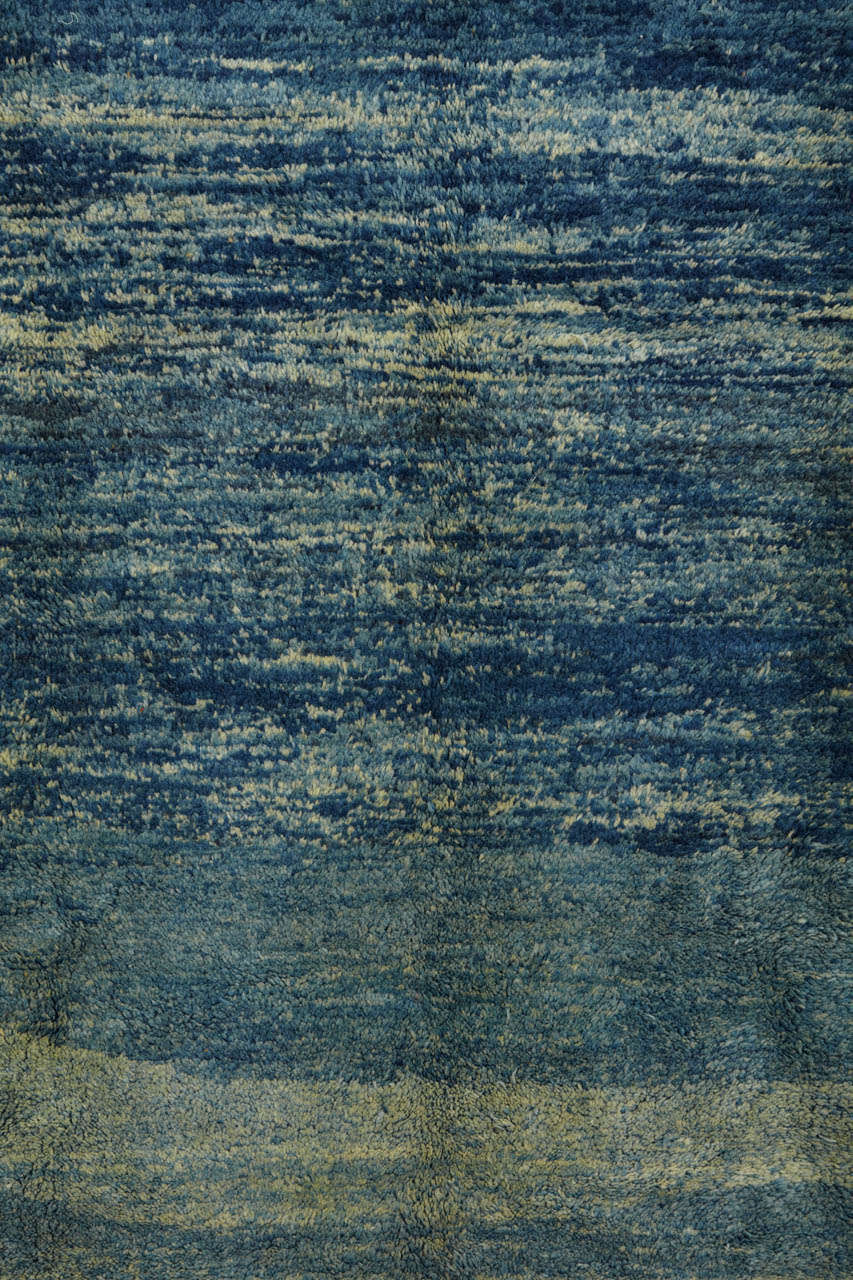 Open Field Sea Blue Berber Carpet In Excellent Condition In Milan, IT