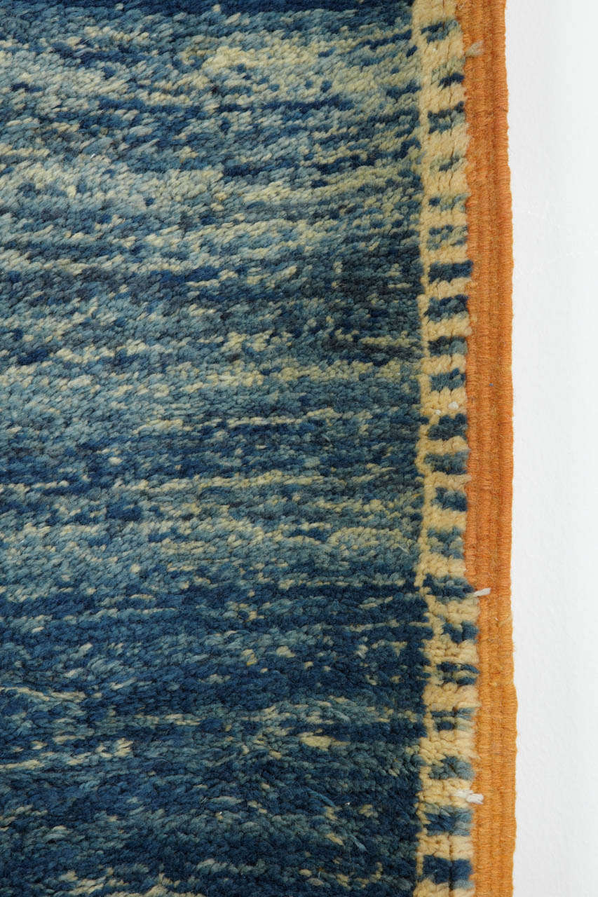 Late 20th Century Open Field Sea Blue Berber Carpet