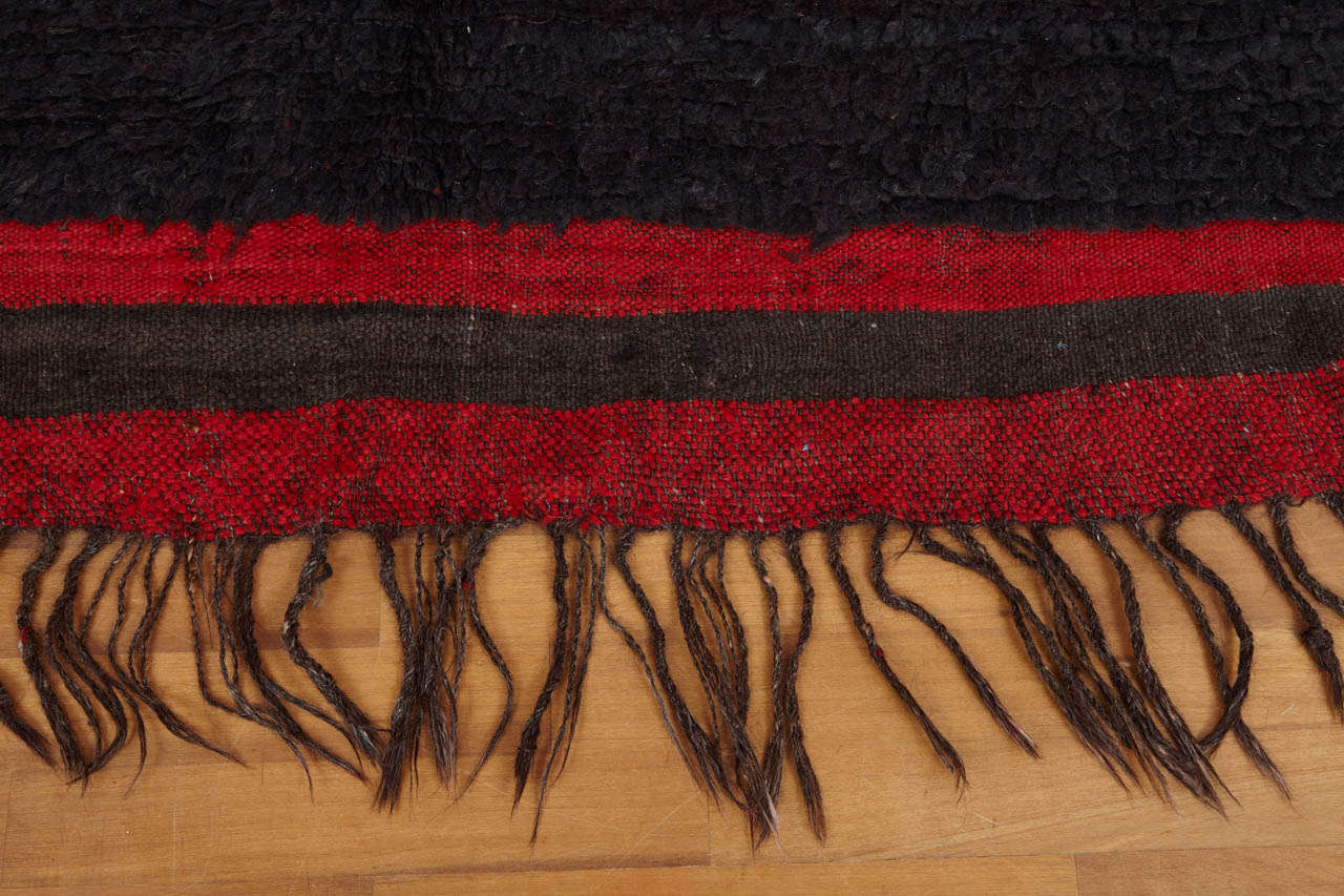 Tribal Vintage Rehamna Red and Blue Minimalist Berber Rug For Sale