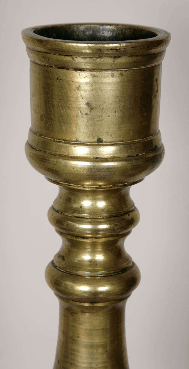 Turkish Monumental Ottoman Cast Bronze Candlestick For Sale