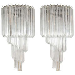 Pair of Venini Crystal Sconces 10