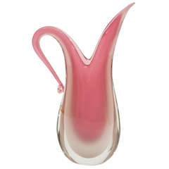 Pink and White Sommerso Murano Vase By Oball