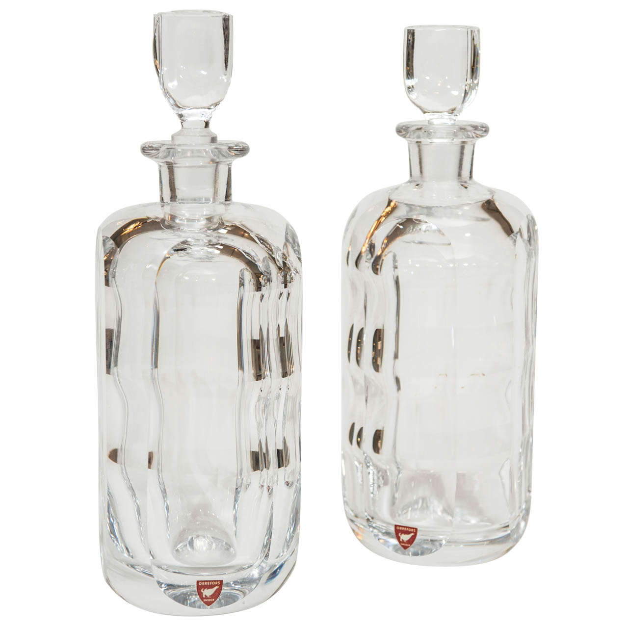 Pair of Crystal Decanters by Orrefors at 1stDibs