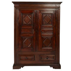 17th Century Italian Walnut and Oak Cabinet/Cupboard