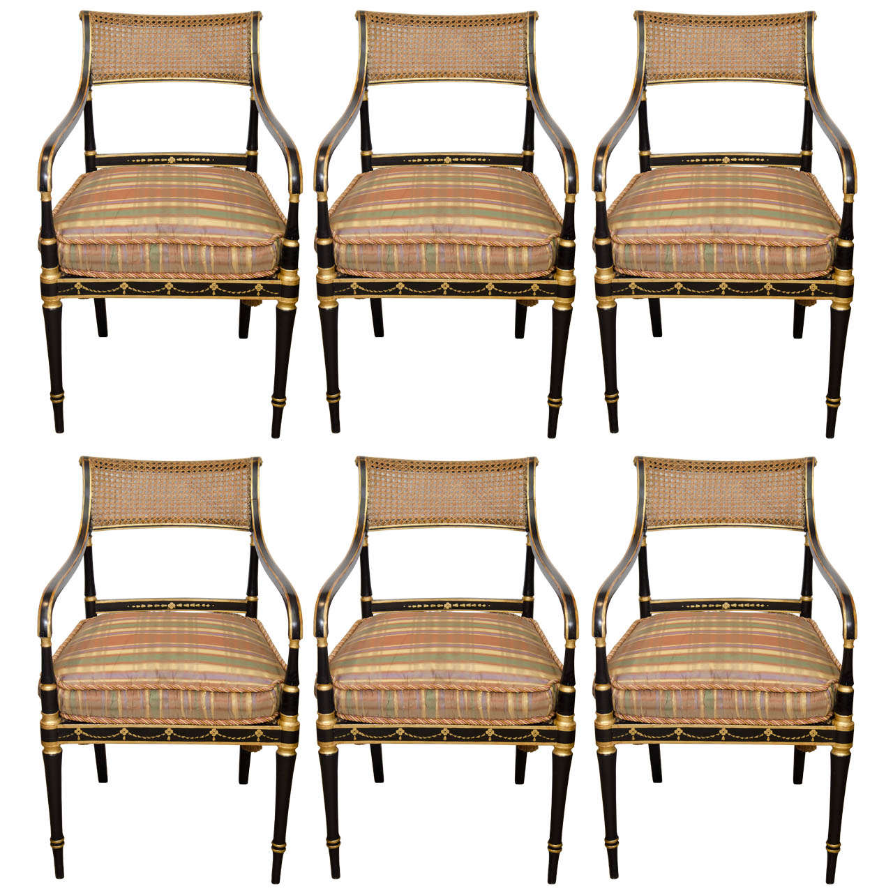 Set of Six Regency Armchairs