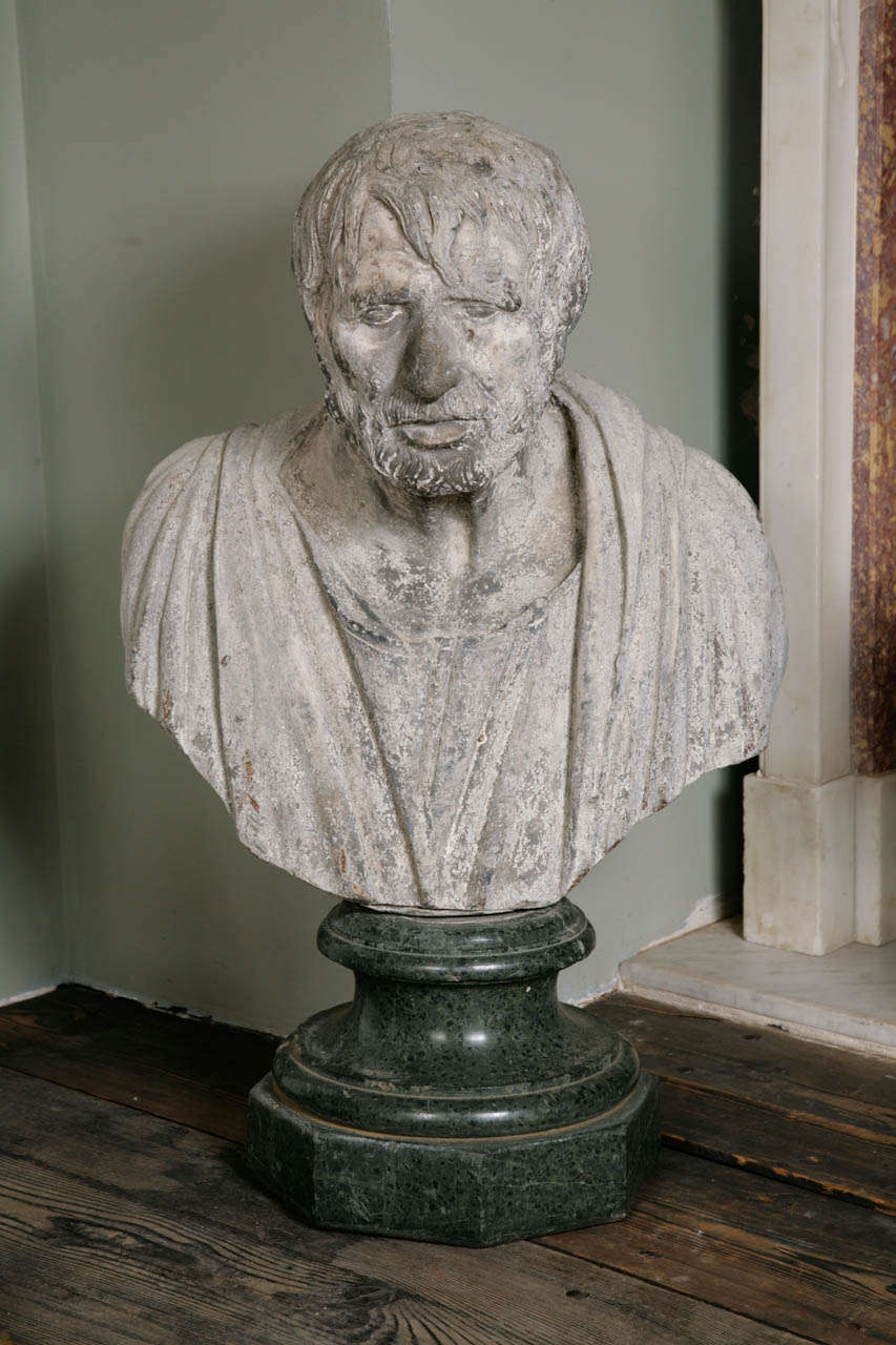 Very Rare George III Lead Portrait Bust of the Philosopher Seneca