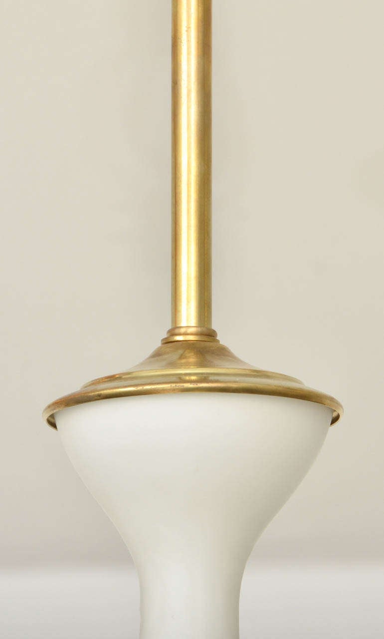 Italian Frosted Glass and Brass Pendant For Sale