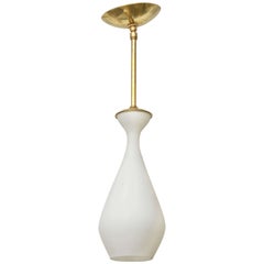 Frosted Glass and Brass Pendant