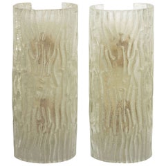 Pair of Textured Murano Glass Demilune Wall Sconces by Artisti Barovier