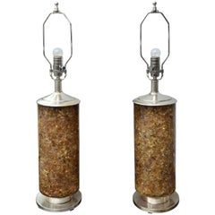 Pair of Amber Resin Lamps with Optional Interior Light