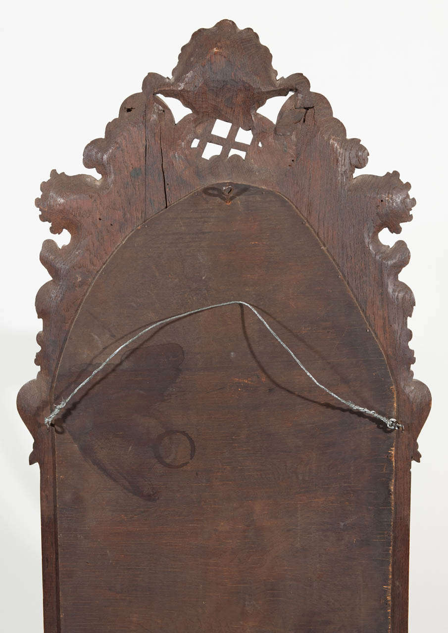 Louis XV Style Petite Carved Mirror in Oak For Sale 1