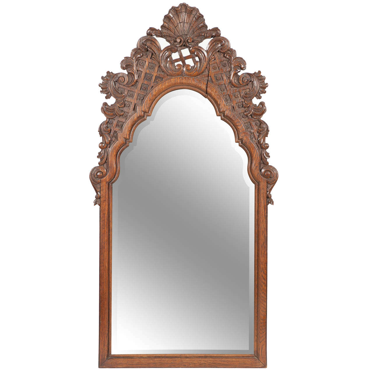 Louis XV Style Petite Carved Mirror in Oak For Sale