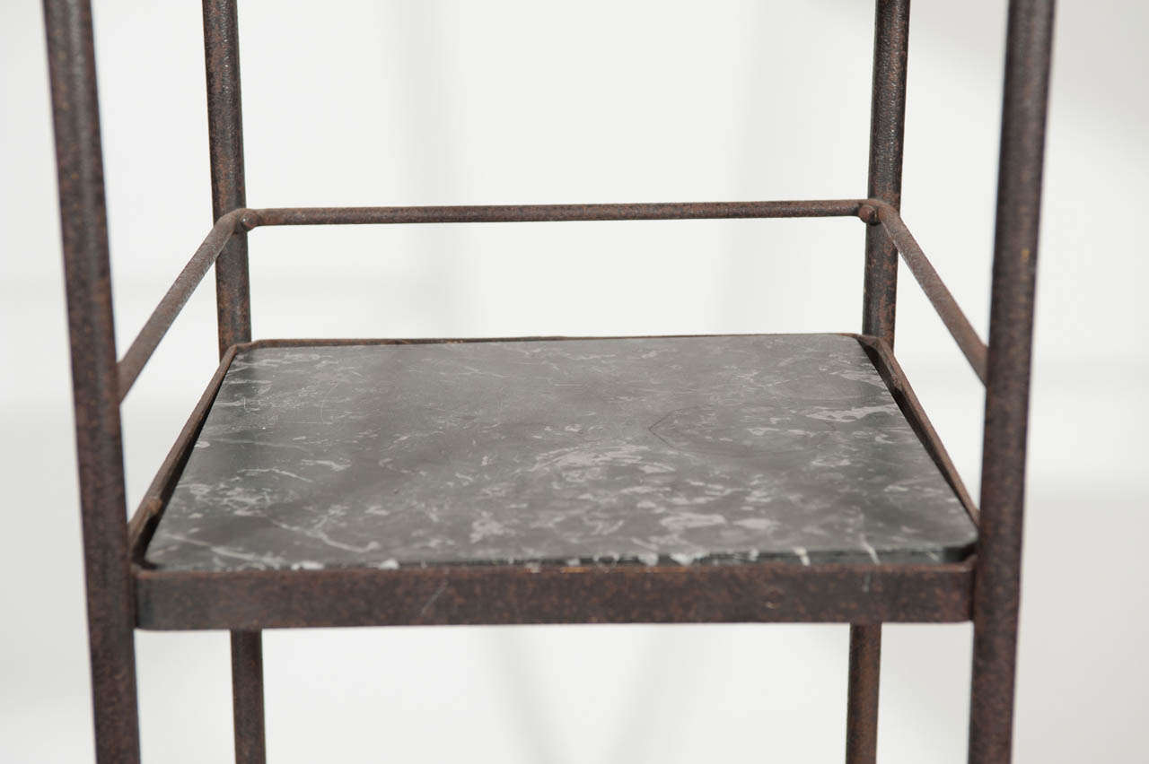 Wrought Iron 20th Century Industrial Tiered Iron and Marble Stand For Sale