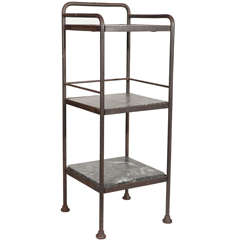 20th Century Industrial Tiered Iron and Marble Stand
