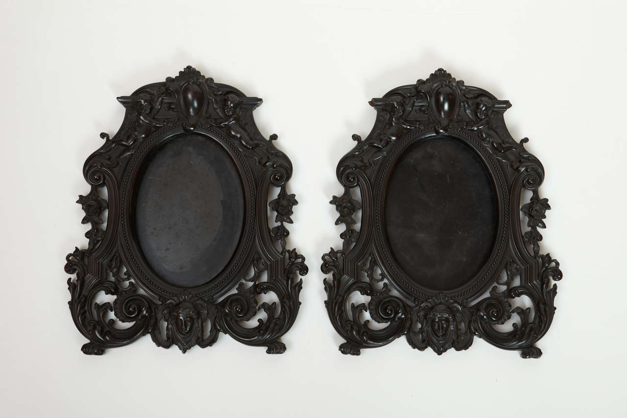 Pair of 19th century gagate picture frames.