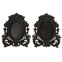 Pair of 19th Century Black Victorian Wooden Picture Frames