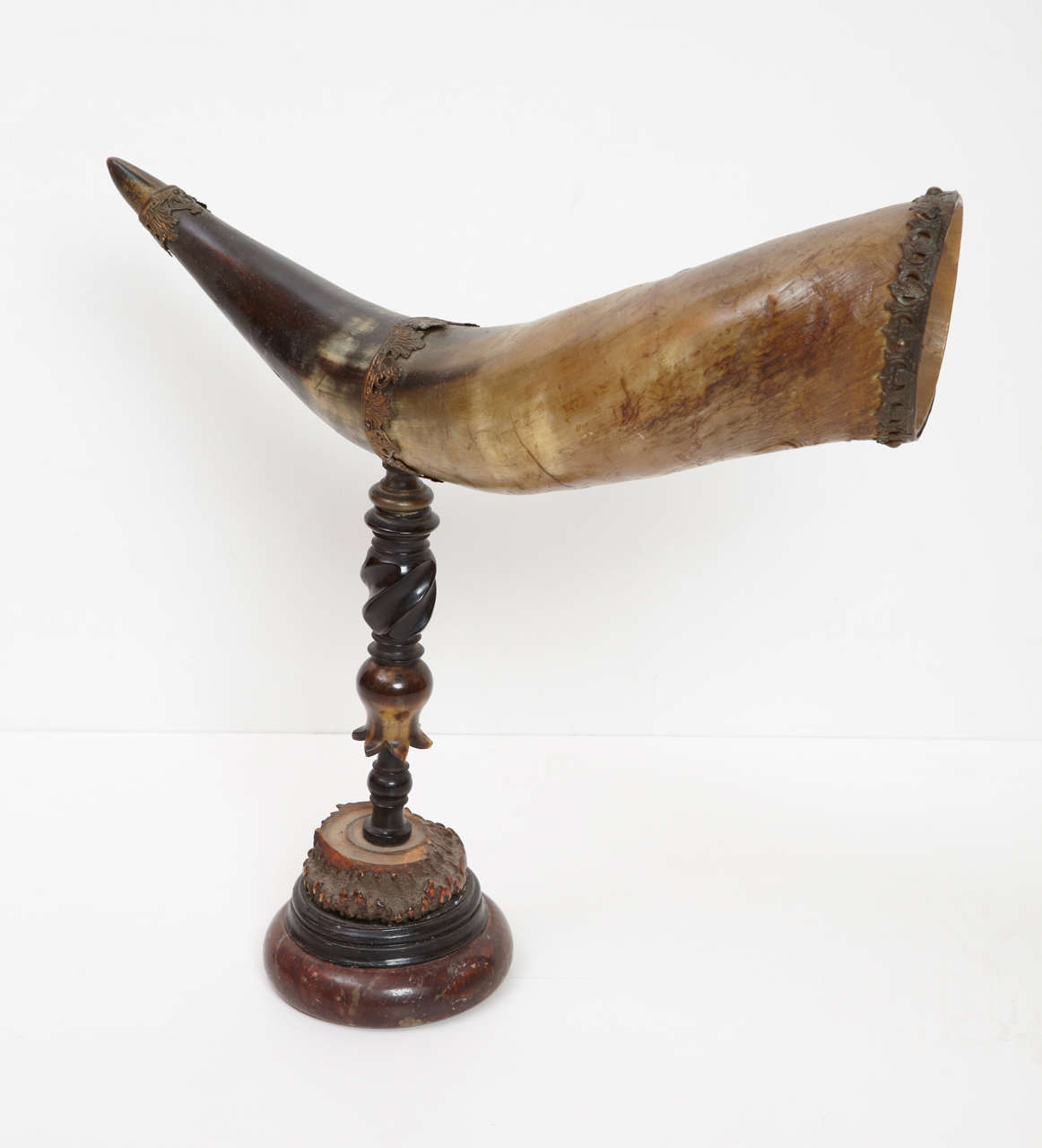 Horn on Hand Carved Base