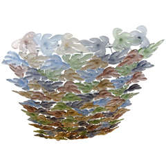 Colorful Murano Glass Leaf Ceiling Fixture by Flavio Poli