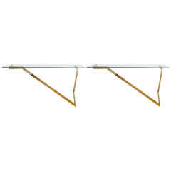 Stylized Cantilevered Brass Console Table