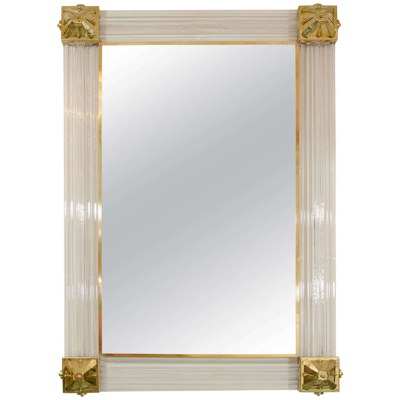 Rectangular Mirror with Fluted Glass Surround by Barovier