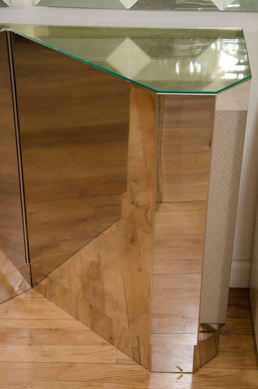 Stainless Steel Geometric Console Table In Good Condition In New York, NY