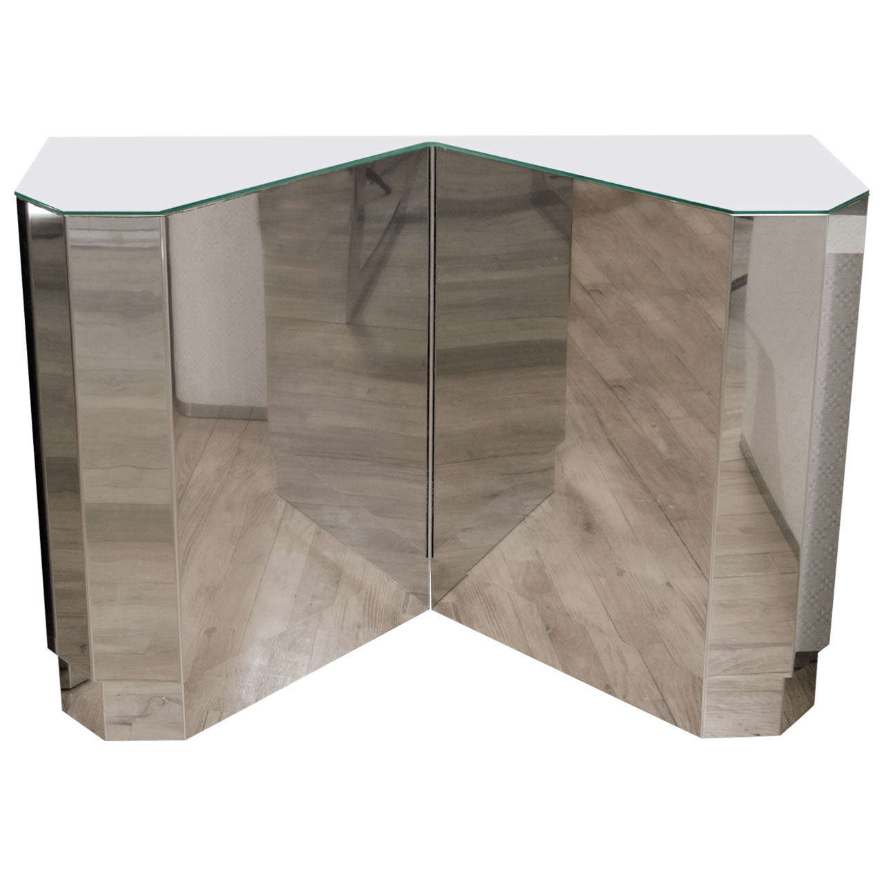 Stainless Steel Geometric Console Table