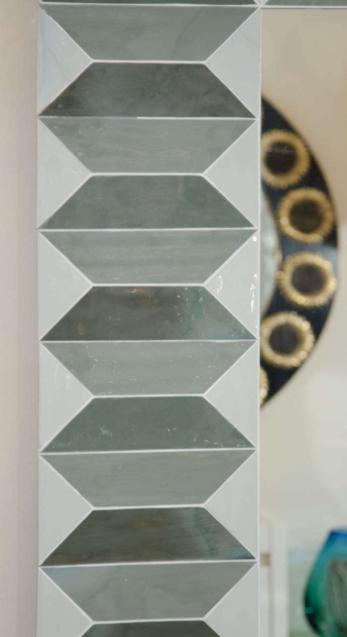 Italian Gray Opaline Glass Surround Mirror