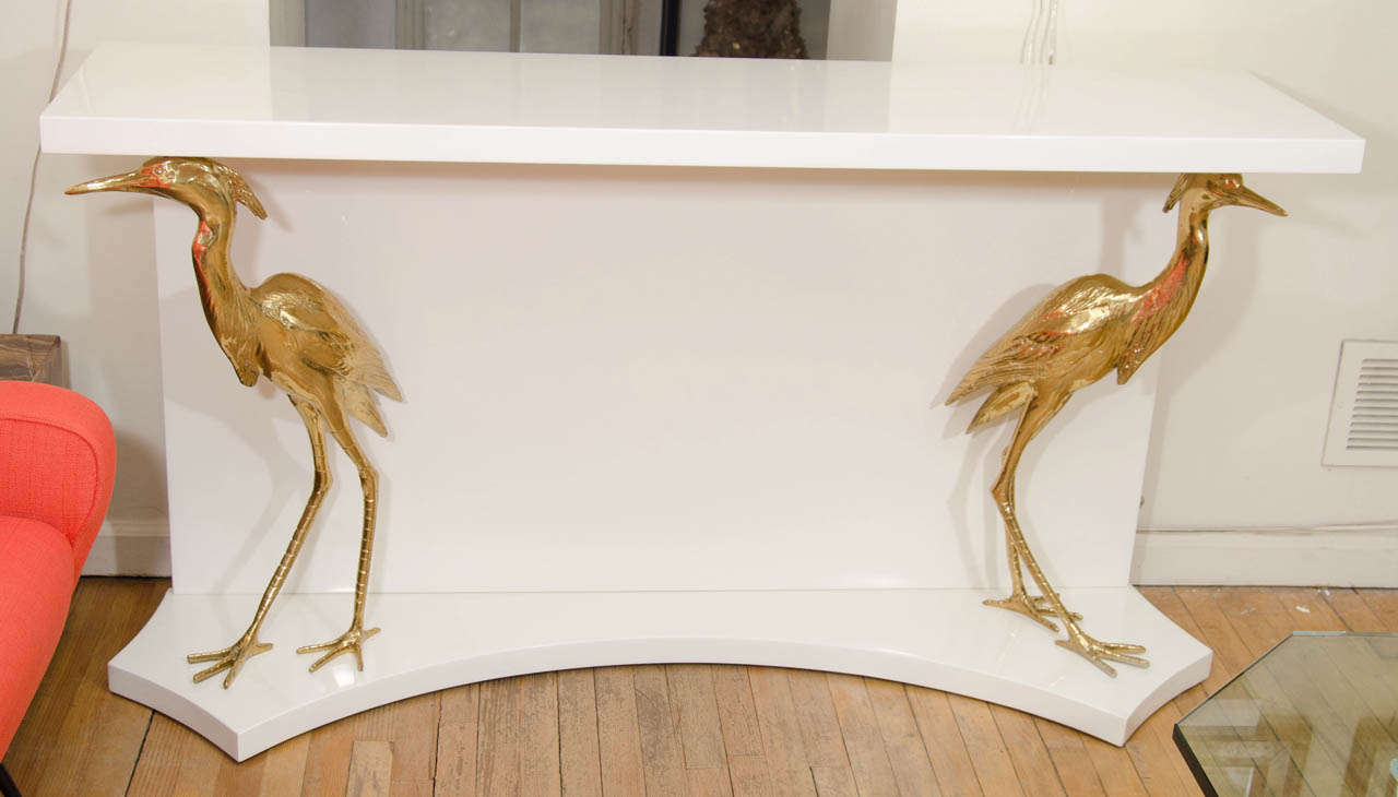 White Lacquered Wood Console Table