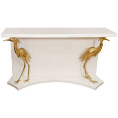 White Lacquered Wood Console Table