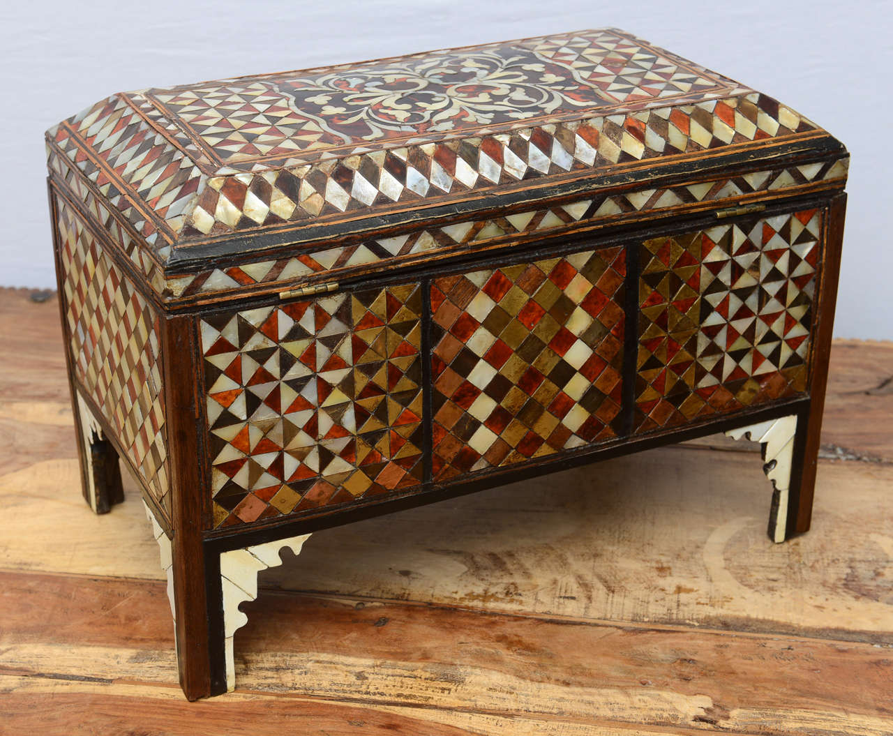 Rare 18th Century Turkish Mother of Pearl Inlaid Chest 4