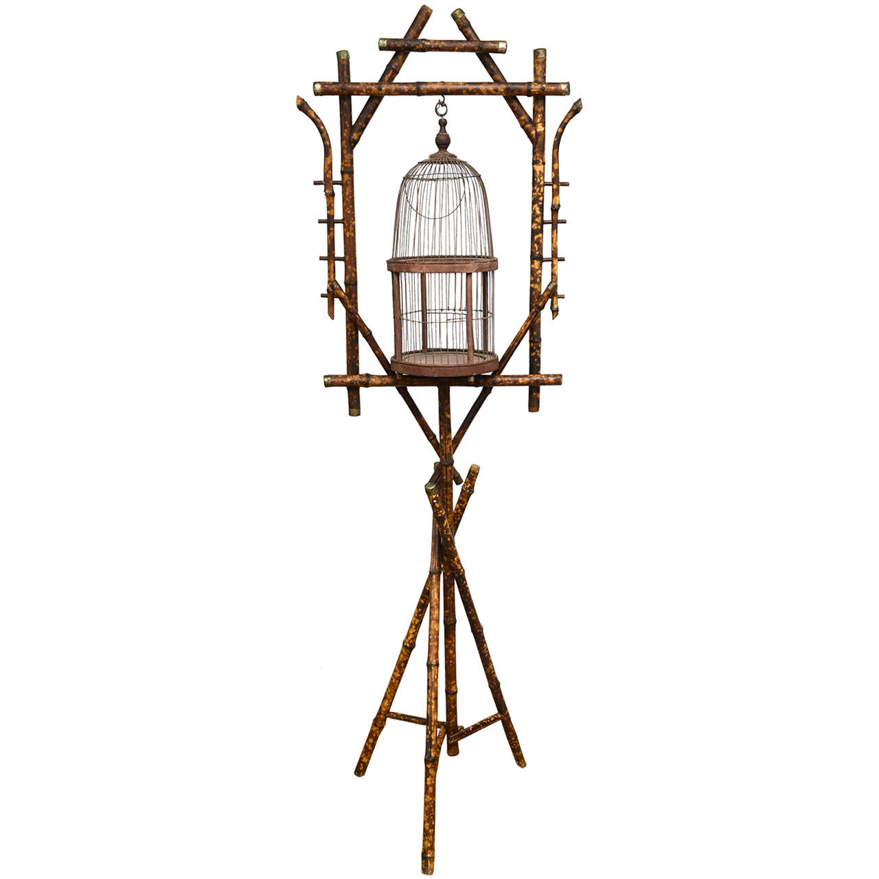 19th Century English Bamboo Bird Cage Stand