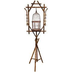 19th Century English Bamboo Bird Cage Stand