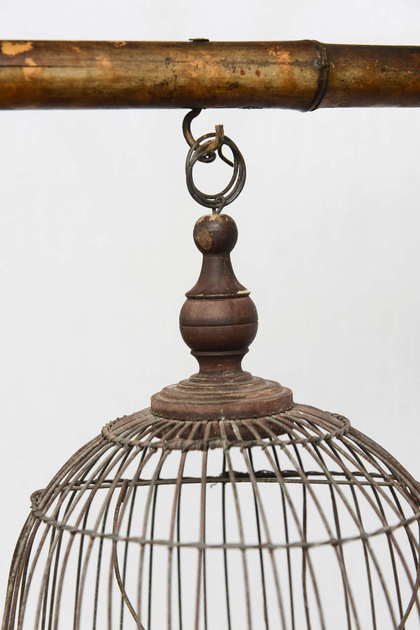 19th Century English Bamboo Bird Cage Stand at 1stdibs