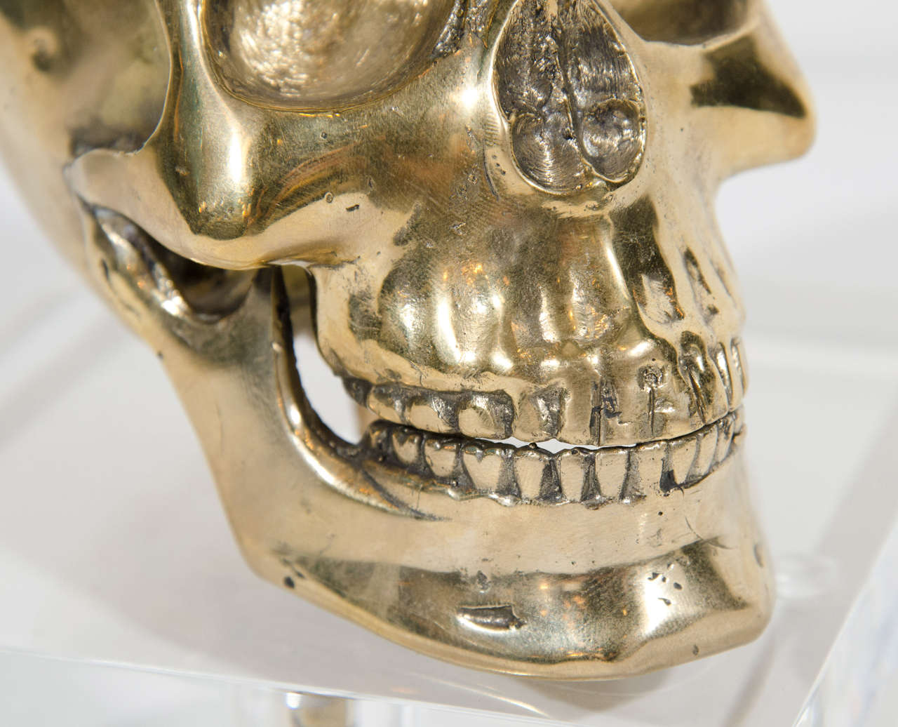 Industrial Large Hand-Forged Brass Skull Bookend