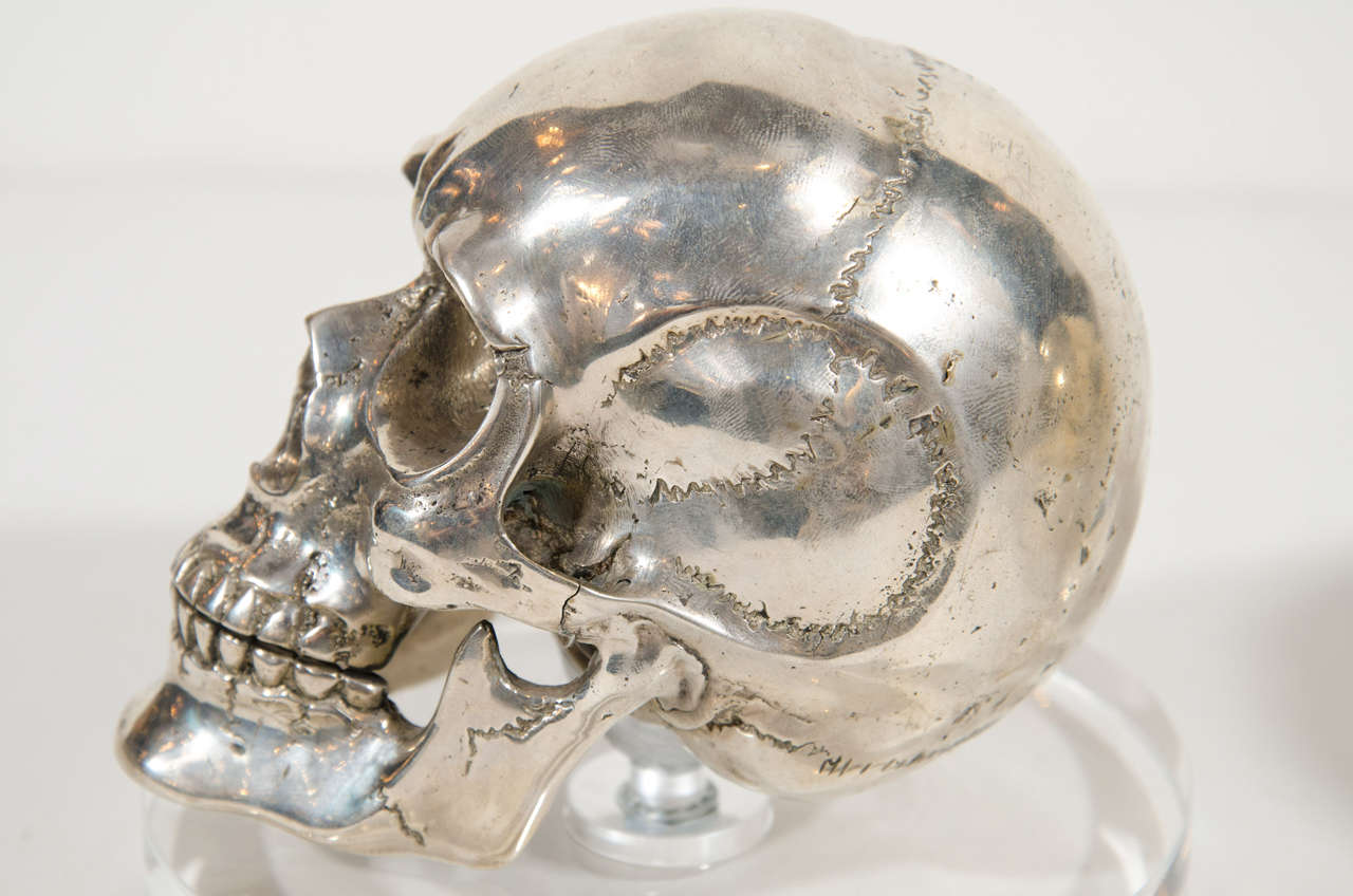 20th Century Gothic Brass Metal Skull Bookend / Desk Accessory