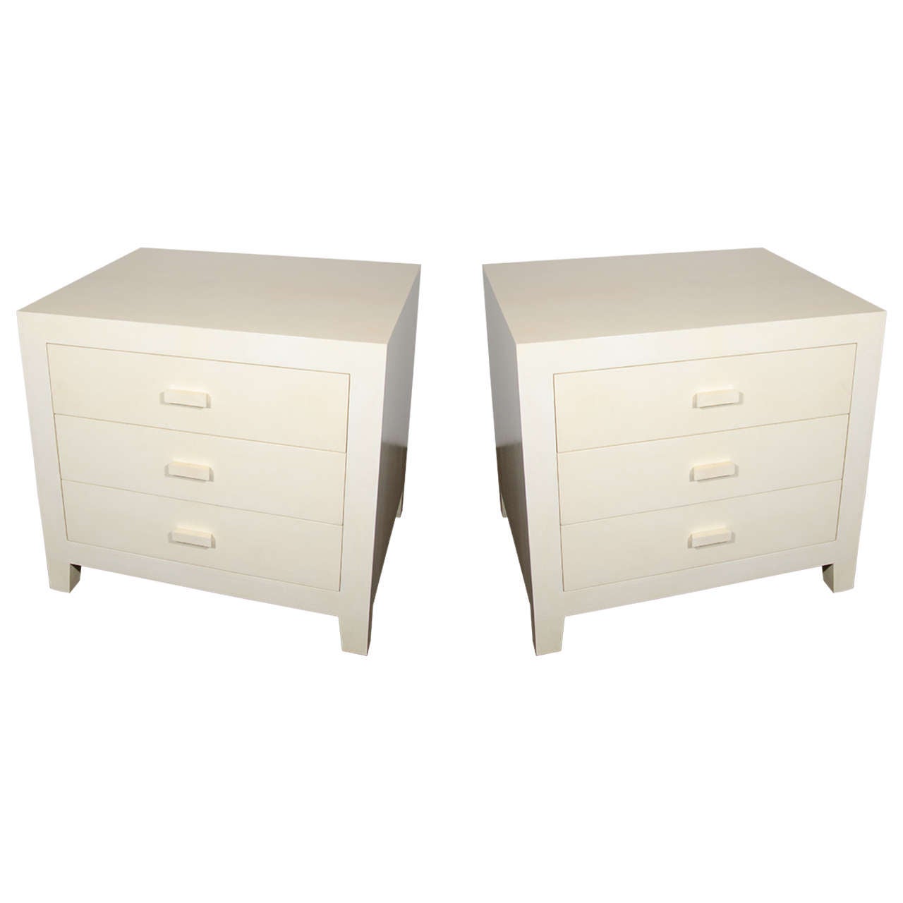 Pair of Ivory Parchment End Tables or Night Stands