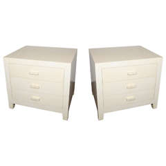 Pair of Ivory Parchment End Tables or Night Stands