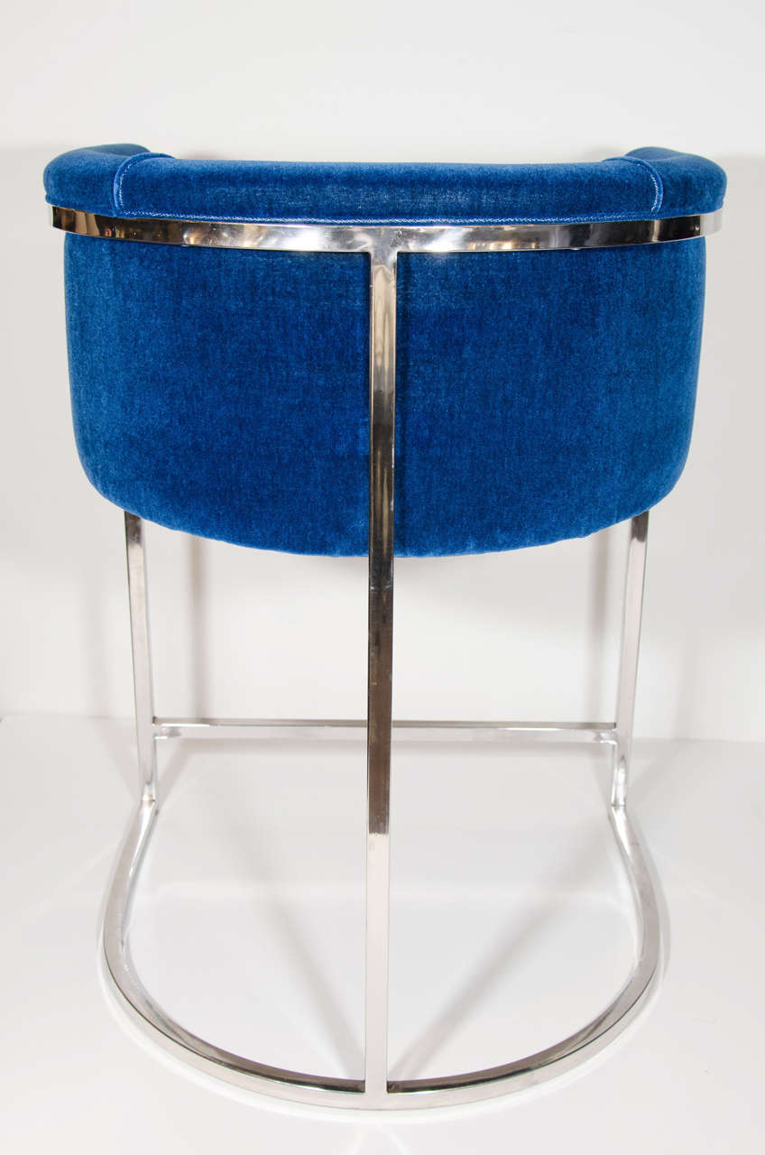 Set of Four Modernist Luxe Bar Stools in the Manner of Milo Baughman 3