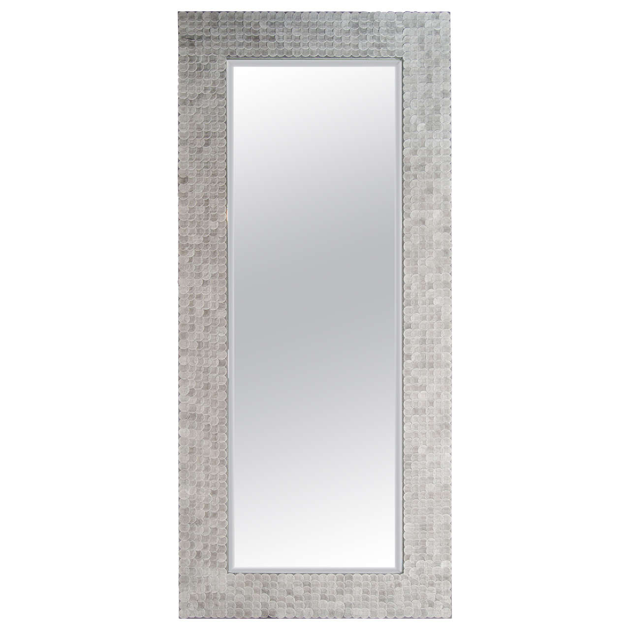 Modern Rectangular Full-Length Mirror with Suede Frame Design