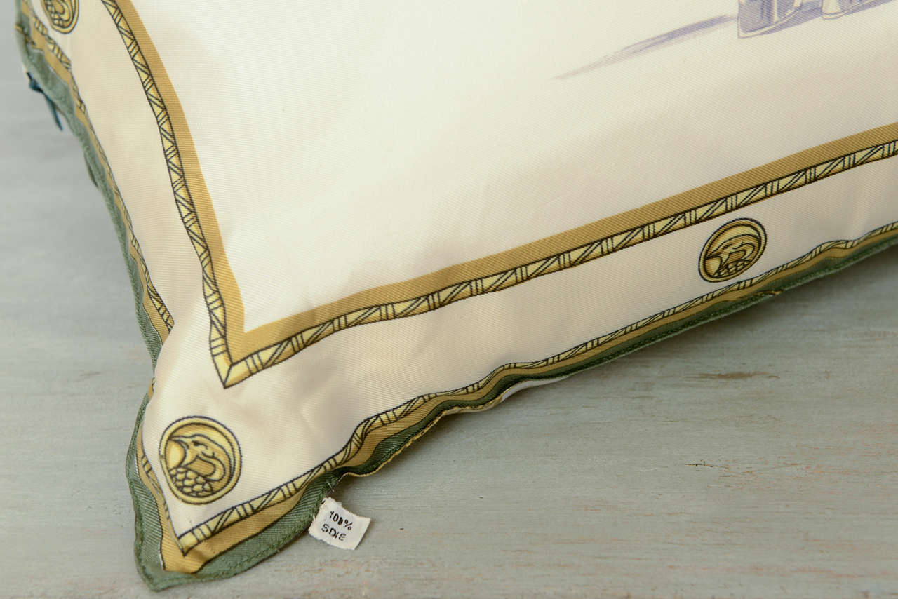 Vintage Hermes Silk Cushion; 1970s 5